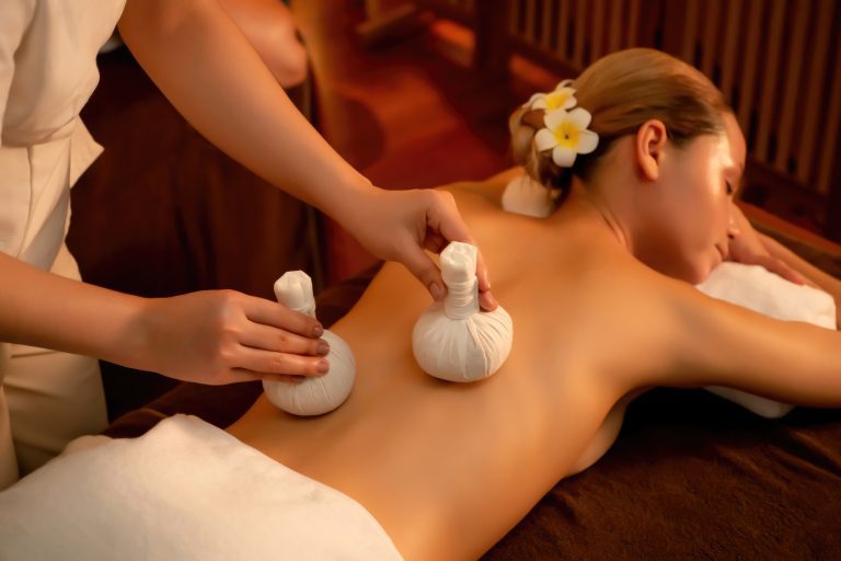 Hot herbal ball spa massage body treatment